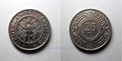 Antillas Holandesas 25 centavos 1990