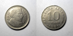 Argentina 10 centavos 1955 