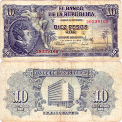 Colombia 10 Pesos 1958