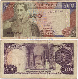 Colombia 500 Pesos 1977