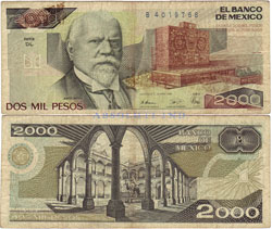 Mexico 2000 pesos 1989