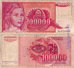 Yugoslavia 100.000 Dinares 1989