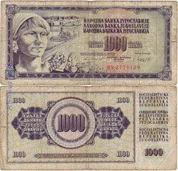 Yugoslavia 1000 Dinares 1981