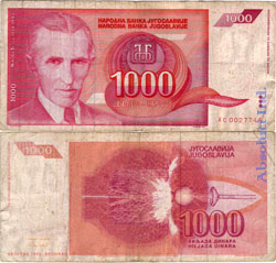 Yugoslavia 1000 Dinares 1992