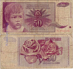 Yugoslavia 50 Dinares 1990