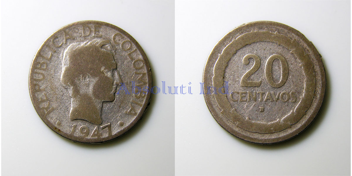 Numismatica - CFMR - Monedas Colombia - 20 Centavos