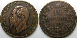 Italia 10 centimos 1867