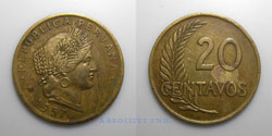 Perú 20 centavos 1957